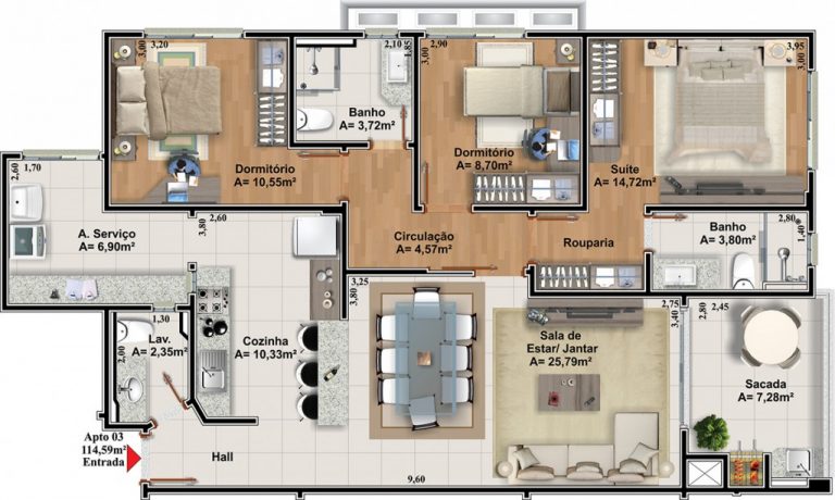 Planta De Apartamento Projetos Ideias E Dicas Para Voc